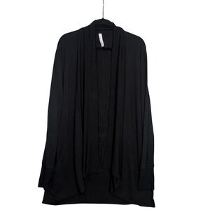 Athleta Pranayama Restore Black Drape Front Cardigan Sweater Womens‎ Large READ